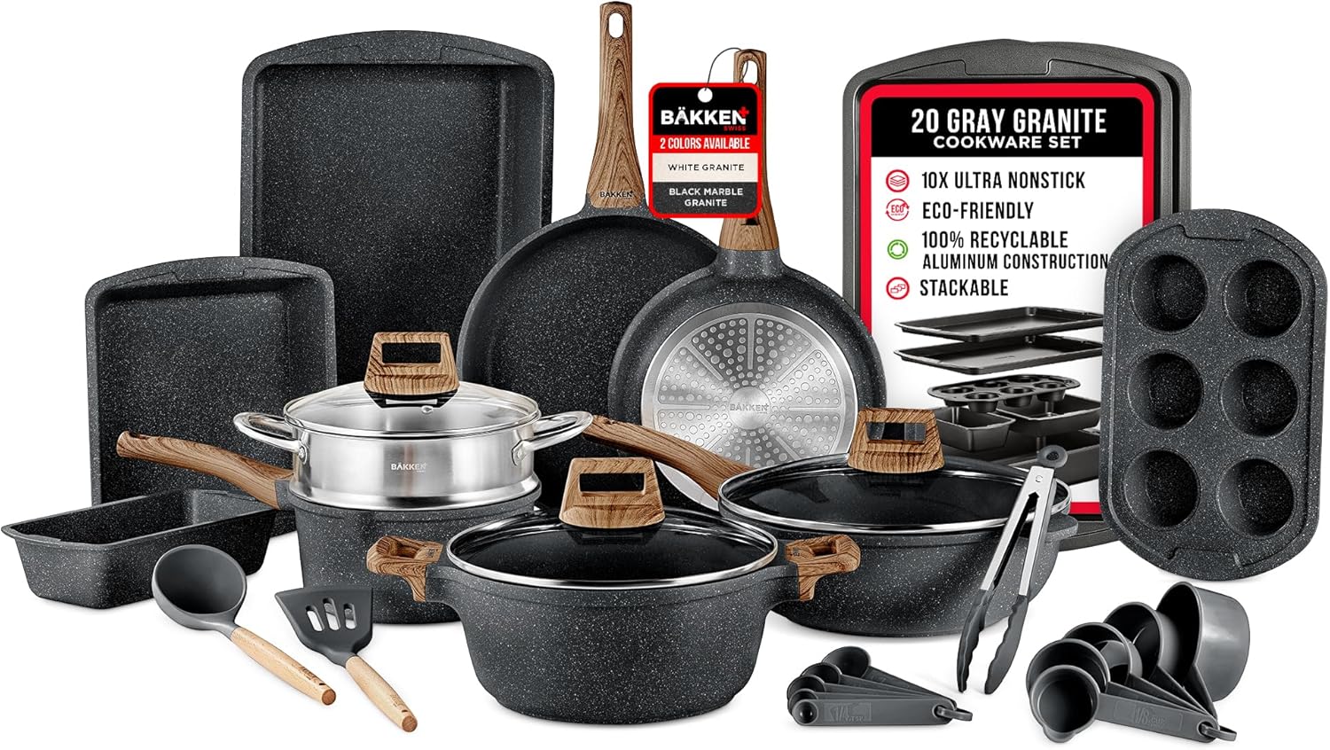 Bakken-Swiss 20-Piece Eco-Friendly Cookware Set Overview