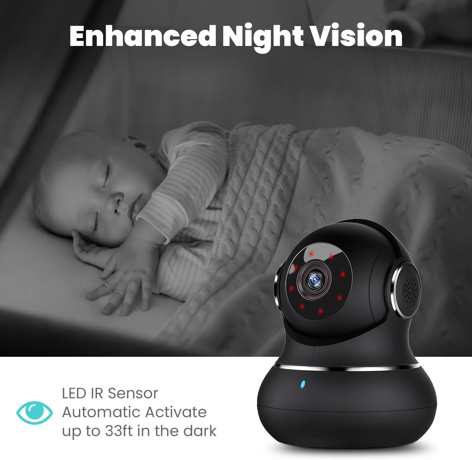 litokam 2K Indoor Security Camera, 360° Cameras for Home Security Indoor with Motion Detection, Pet Camera with Phone App, Baby Monitor-Night Vision