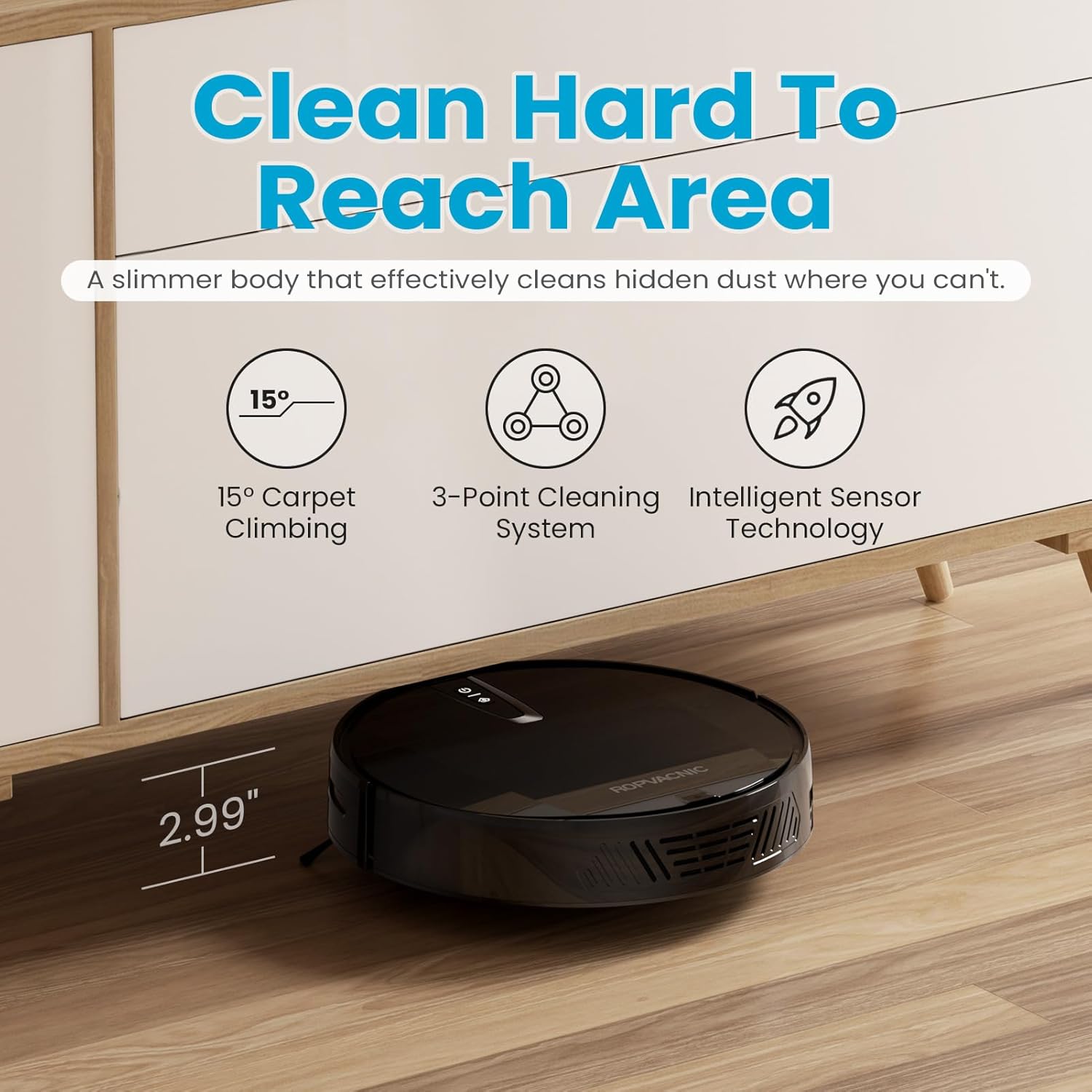 Robot Vacuum Cleaner with 3000Pa Cyclone Suction, APP/Voice/Remote Control, Automatic Self-Charging Robotic Vacuum, Scheduled Cleaning, Ideal for Pet Hair, Hard Floor, Low Carpet