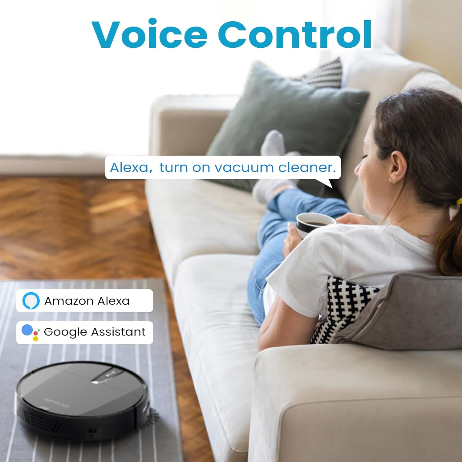 Robot Vacuum Cleaner with 3000Pa Cyclone Suction, APP/Voice/Remote Control, Automatic Self-Charging Robotic Vacuum, Scheduled Cleaning, Ideal for Pet Hair, Hard Floor, Low Carpet