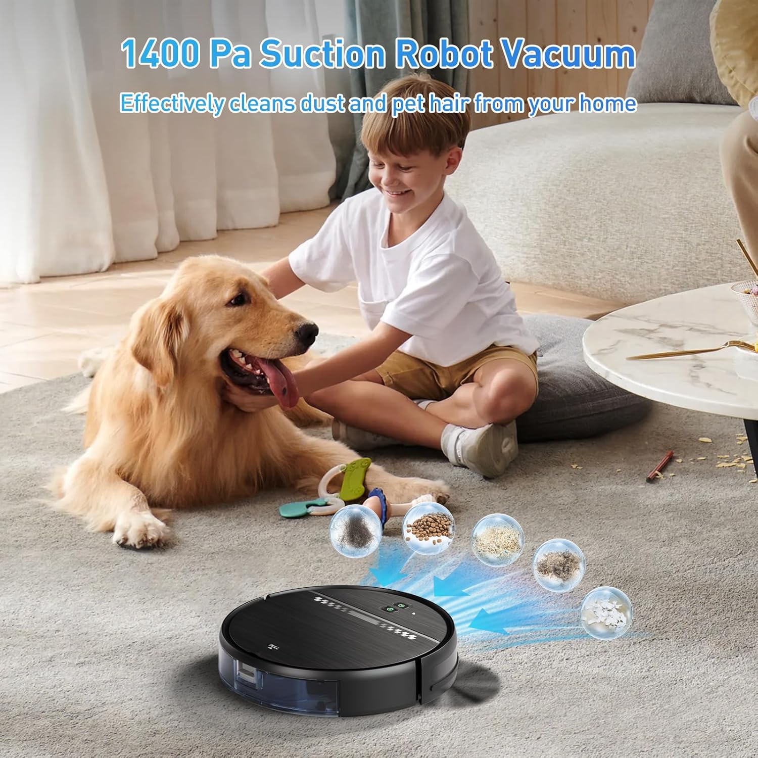 Robot Vacuum and Mop Combo, Robot Vacuum with Wi-Fi/APP/Alexa, Self-Charging Robot Vacuum and Mop Ultra Slim Quiet, Ideal for Hard Floor Pet Hair and Daily Cleaning