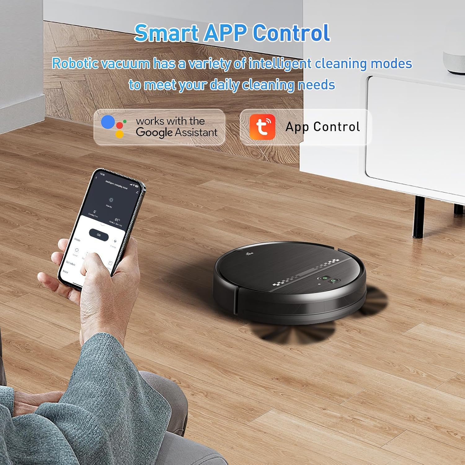 Robot Vacuum and Mop Combo, Robot Vacuum with Wi-Fi/APP/Alexa, Self-Charging Robot Vacuum and Mop Ultra Slim Quiet, Ideal for Hard Floor Pet Hair and Daily Cleaning