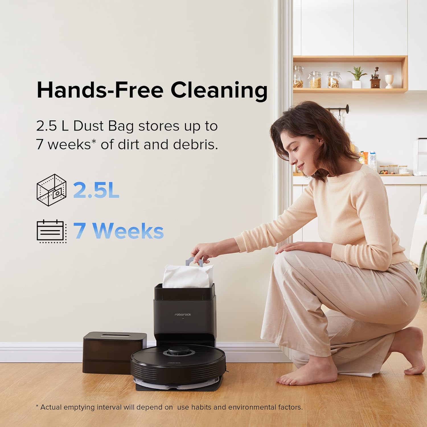 roborock Q7 Max+ Robot Vacuum and Mop with Auto-Empty Dock Pure, Hands-Free Cleaning for up to 7 Weeks, APP-Controlled Mopping, 4200Pa Suction, No-Mop&No-Go Zones, 180mins Runtime, Works with Alexa