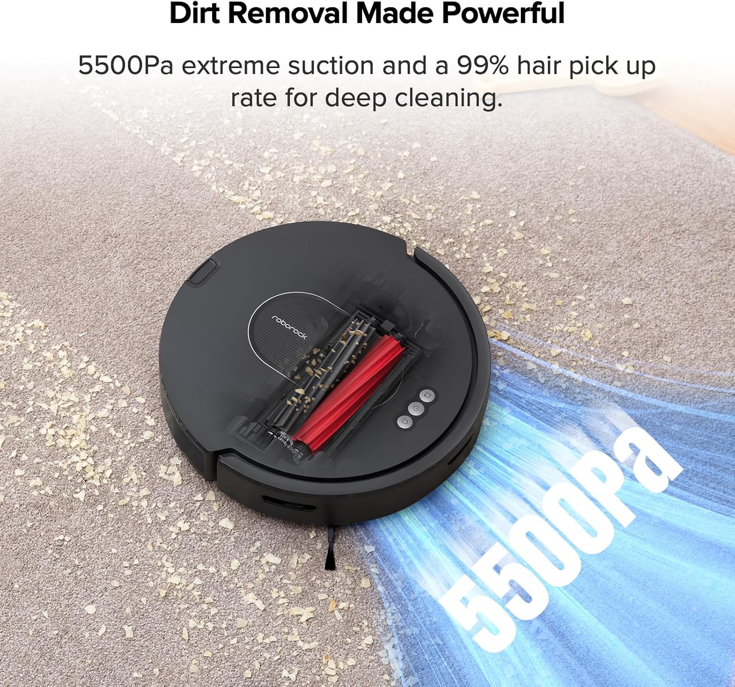 roborock Q5 Max+ Robot Vacuum with Self-Empty Dock, Upgraded from Q5+, 5500 Pa Suction, DuoRoller Brush, Hands-Free Cleaning for up to 7 Weeks, PreciSense LiDAR Navigation, App & Voice Control