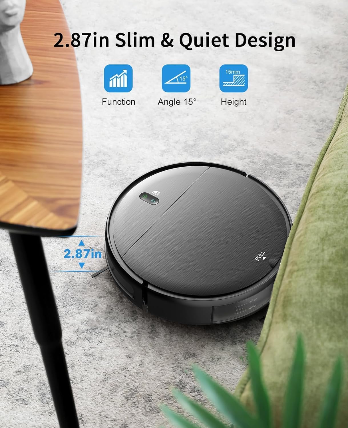 Robot Vacuum and Mop Combo, 2 in 1 Mopping Robot Vacuum Cleaner with Schedule, Wi-Fi/App, 1400Pa Max Suction, Self-Charging Robotic Vacuum, Slim, Ideal for Hard Floor, Pet Hair, Low-Pile Carpet