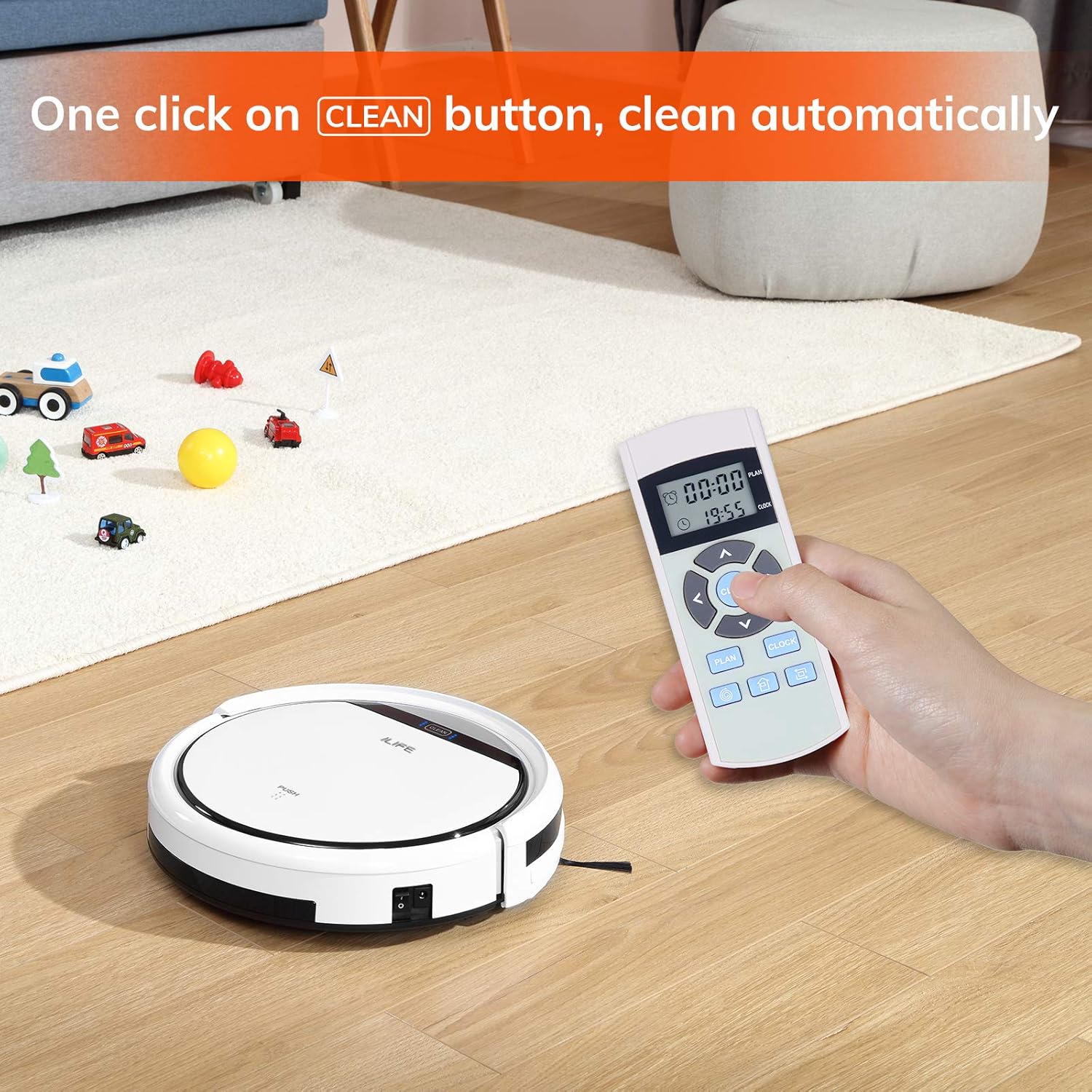 ILIFE V3s Pro Robot Vacuum Cleaner, Tangle-free Suction , Slim, Automatic Self-Charging Robotic Vacuum Cleaner, Daily Schedule Cleaning, Ideal For Pet Hair，Hard Floor and Low Pile Carpet,Pearl White