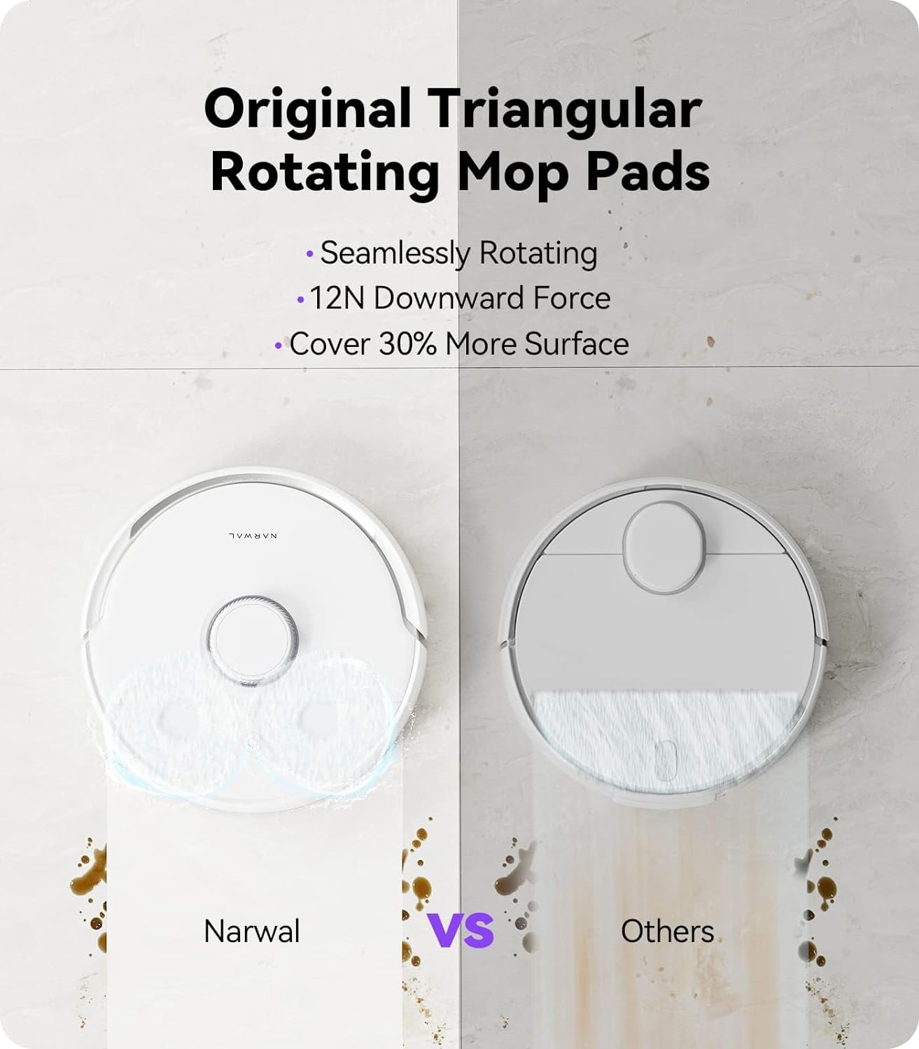 NARWAL Freo Robot Vacuum and Mop Comb, Washing & Drying, Dirt Sense Ultra Clean, Auto Add Cleaner, LCD Display, Smart Swing, Arcuate-Route, WiFi, APP Control, White