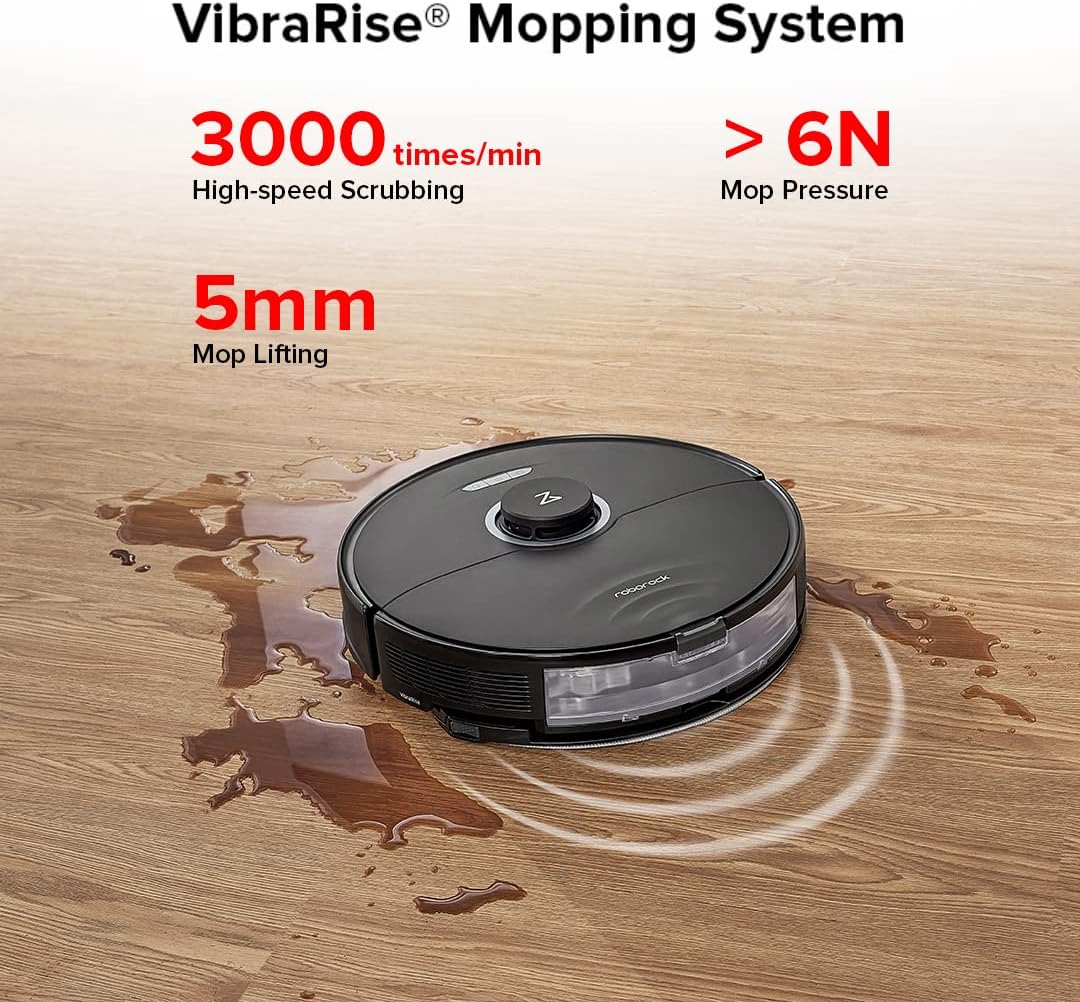 roborock S8+ Robot Vacuum, Sonic Mop with Self-Empty Dock, Stores up to 60-Days of Dust, Auto Lifting Mop, Ultrasonic Carpet Detection, 6000Pa Suction, Black