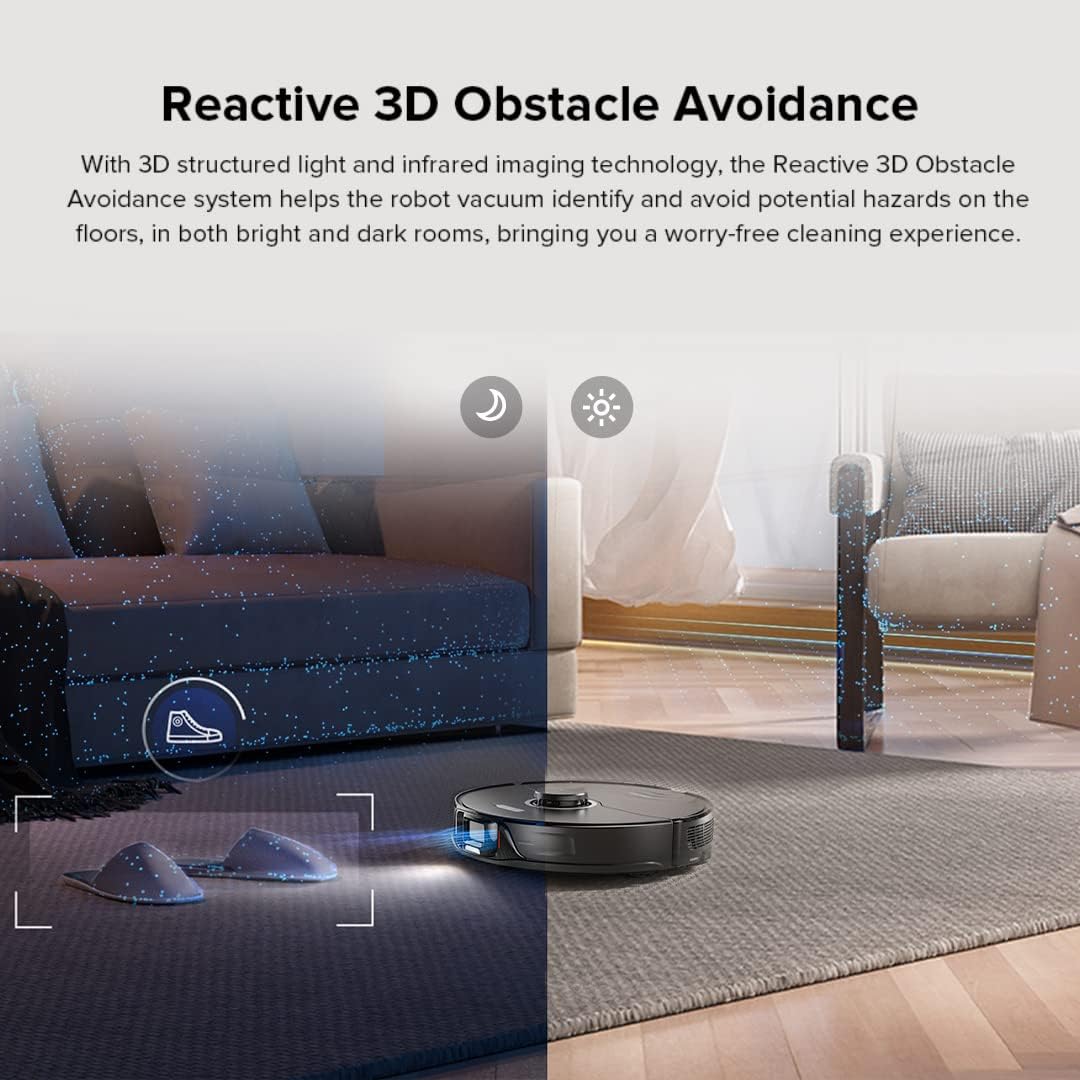 roborock S8+ Robot Vacuum, Sonic Mop with Self-Empty Dock, Stores up to 60-Days of Dust, Auto Lifting Mop, Ultrasonic Carpet Detection, 6000Pa Suction, Black