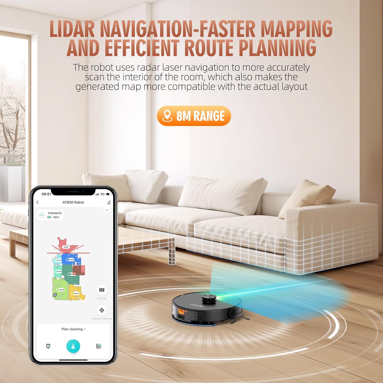 3-in-1 Robot Vacuum and Mop Combo, Self Emptying Station for 60 Days, Robotic Vacuum Cleaner with LiDAR Navigation & Max Strong 4500Pa Suction, WiFi/App/Alexa Self-Charging Replaceable Dust Bag