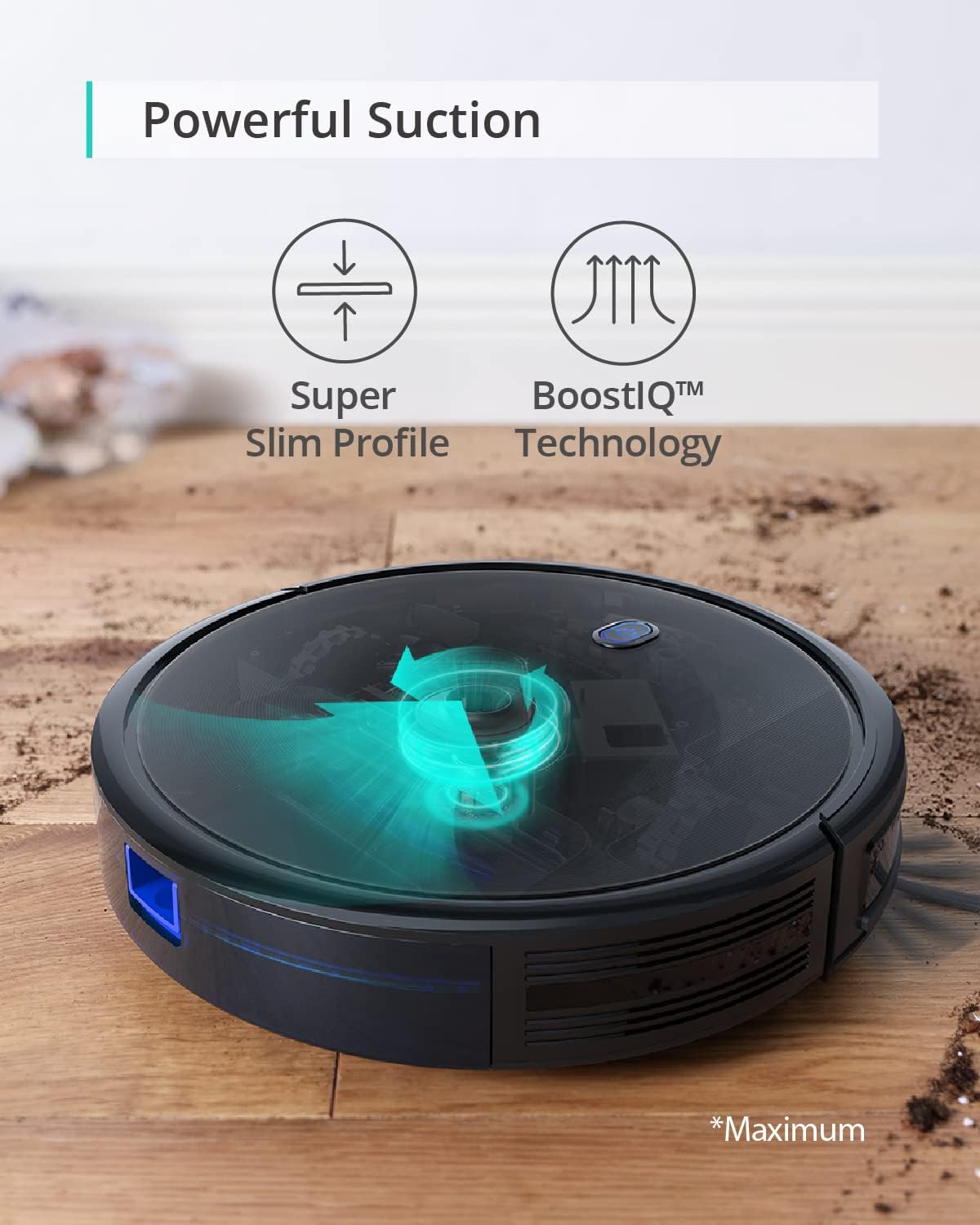 eufy BoostIQ RoboVac 11S MAX, Robot Vacuum Cleaner, Super Thin, Powerful Suction, Quiet, Self-Charging Robotic Vacuum Cleaner, Cleans Hard Floors to Medium-Pile Carpets, Black