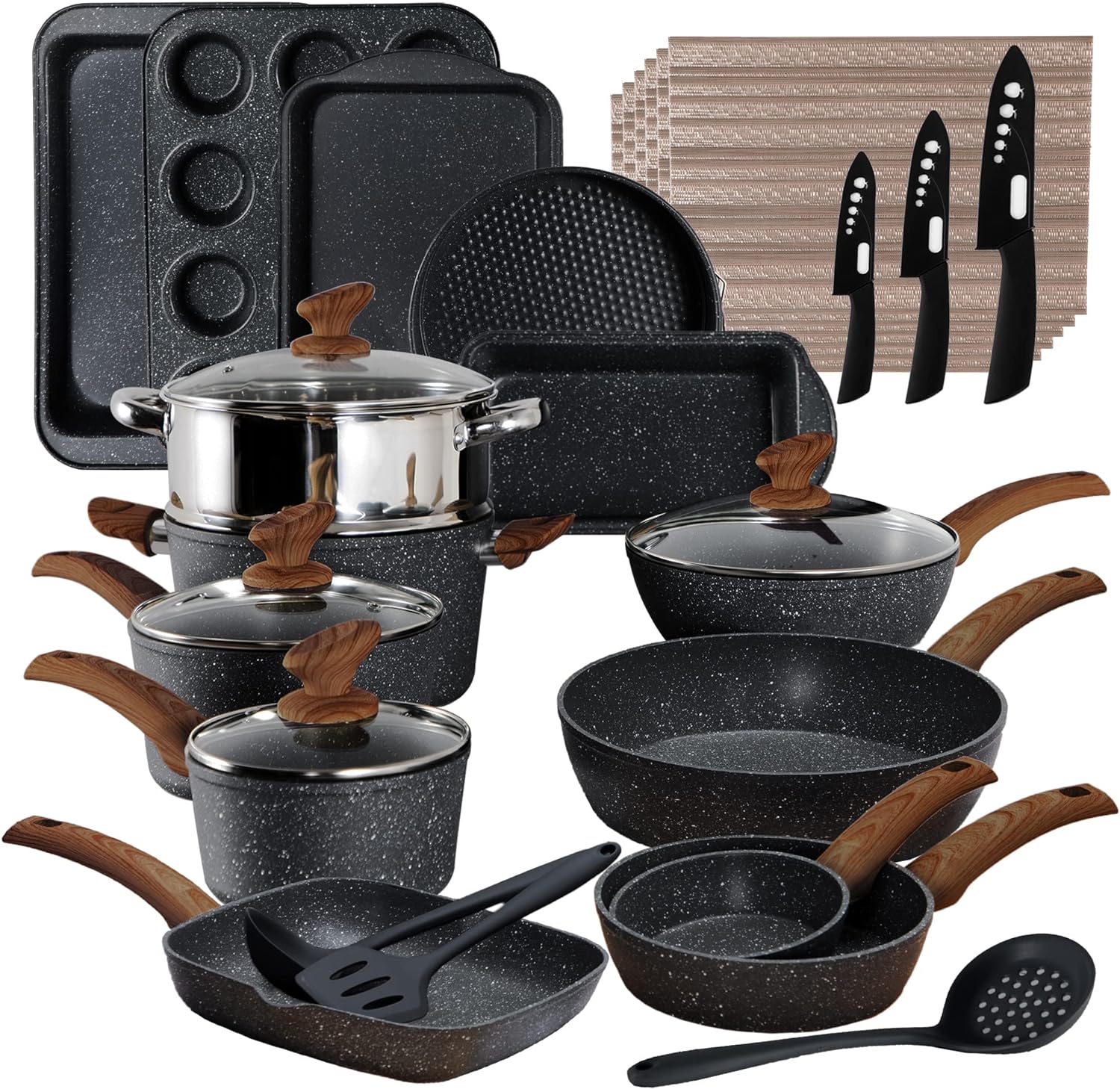 30-Piece Induction Cookware Set: Non-Stick Pots & Pans