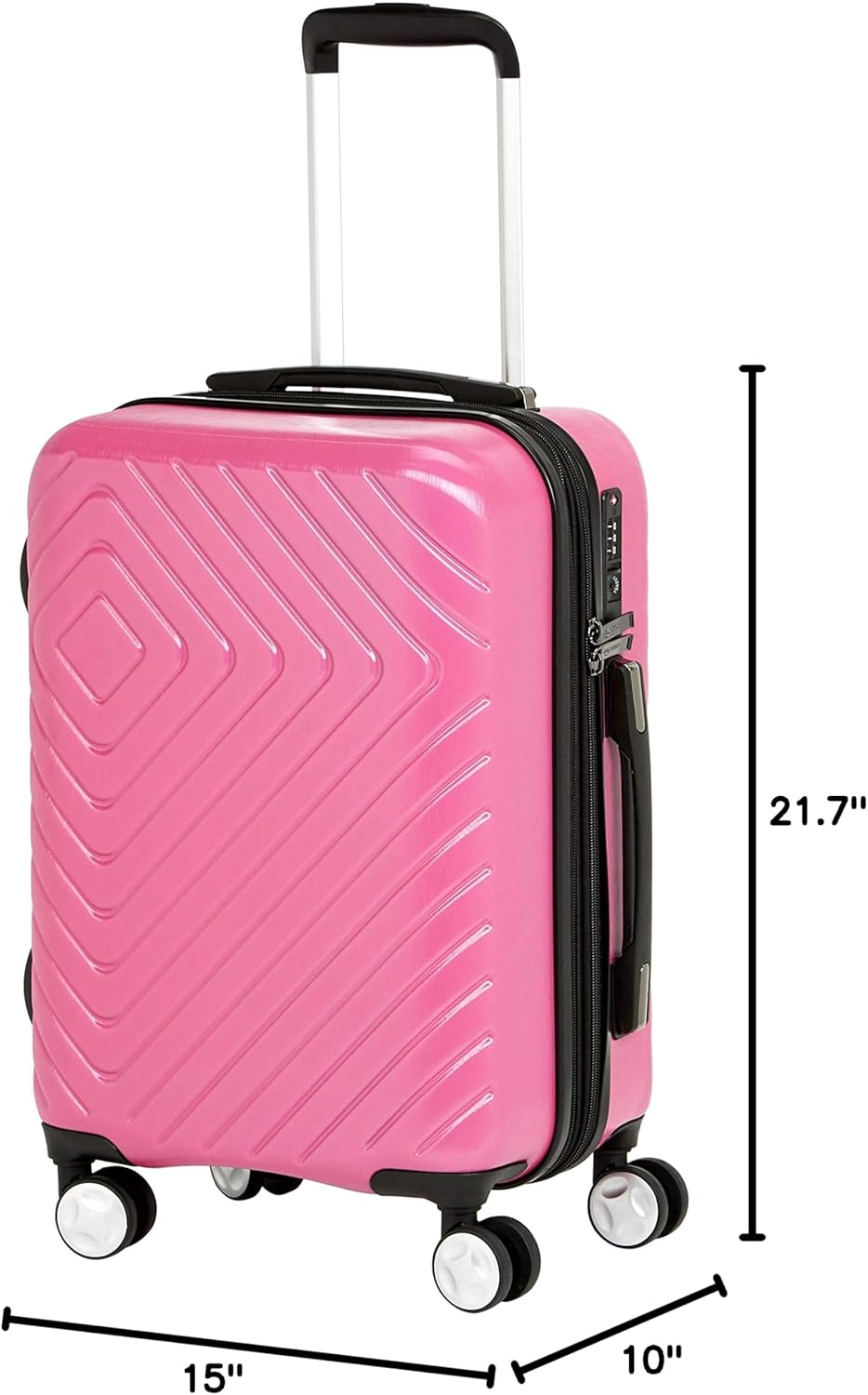 Amazon Basics Expandable Geometric Travel Luggage - 21.7-inch Suitcase With Four Spinner Wheels and Built-In TSA Lock, Pink