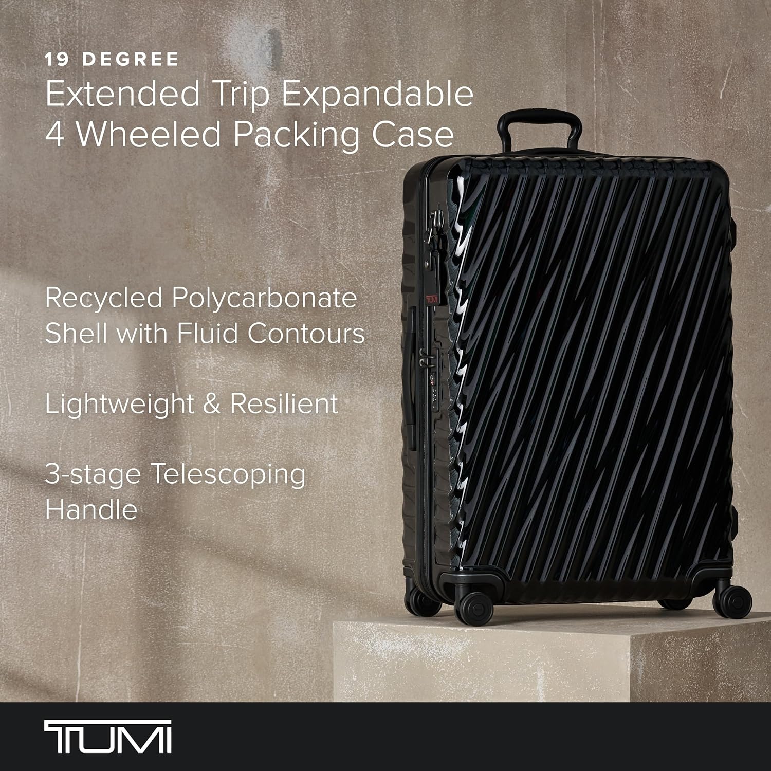 TUMI 19 Degree Extended Trip Expandable 4 Wheeled Packing Case - Hard Shell Suitcase - 30.5" X 20.0" X 11.0" - Black